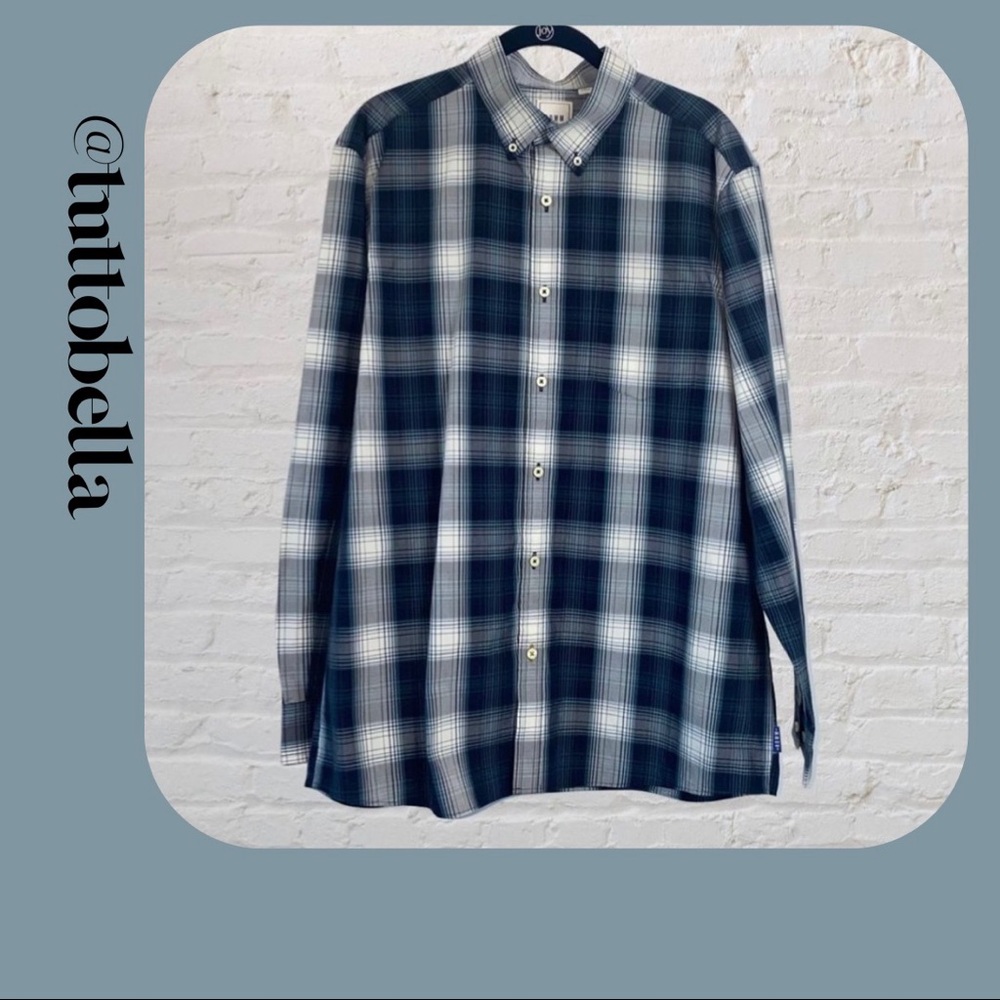 ROWM Blue & White Buffalo Plaid Button Down Shirt Size Large